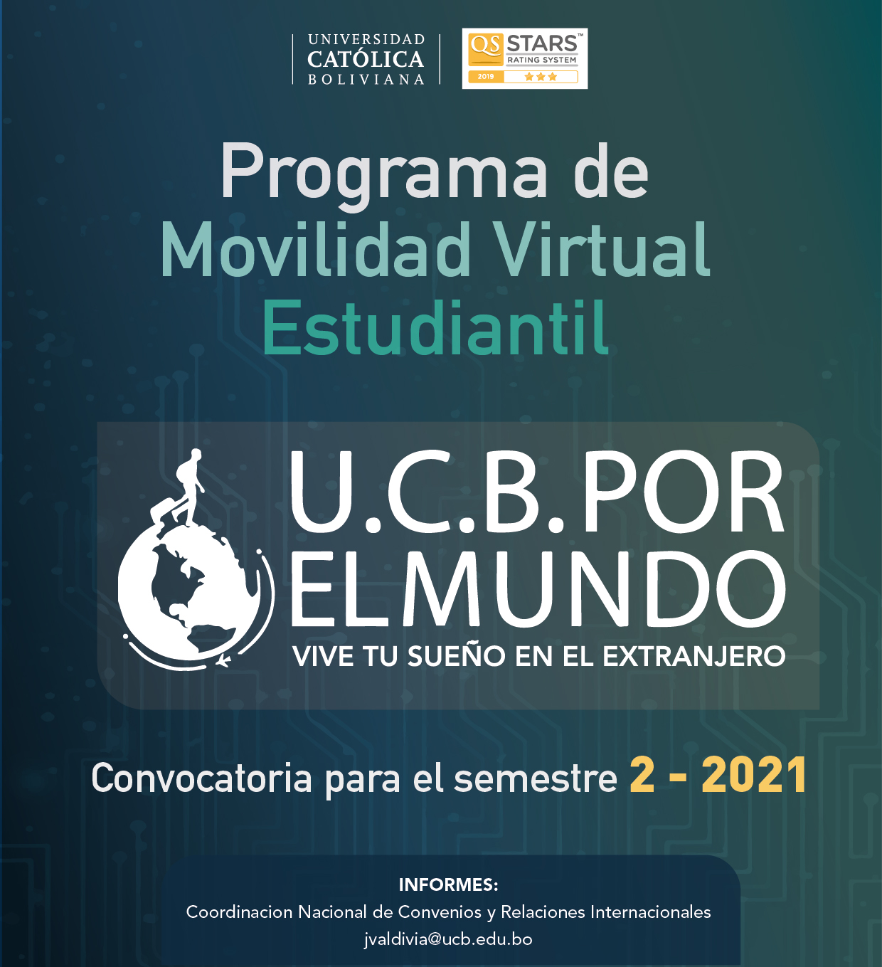 ¡El Programa de Movilidad Virtual Estudiantil UCB por el Mundo ya está abierto para el semestre 2-2021!