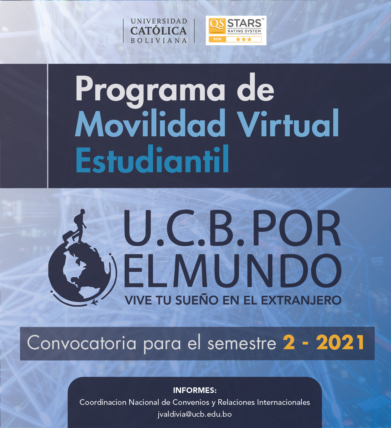 ¡El Programa de Movilidad Virtual Estudiantil UCB por el Mundo ya está abierto para el semestre  2-2021