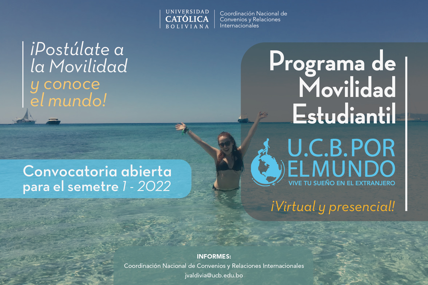 ¡El Programa de Movilidad Estudiantil UCB por el Mundo ya está abierto para el semestre 1-2022!