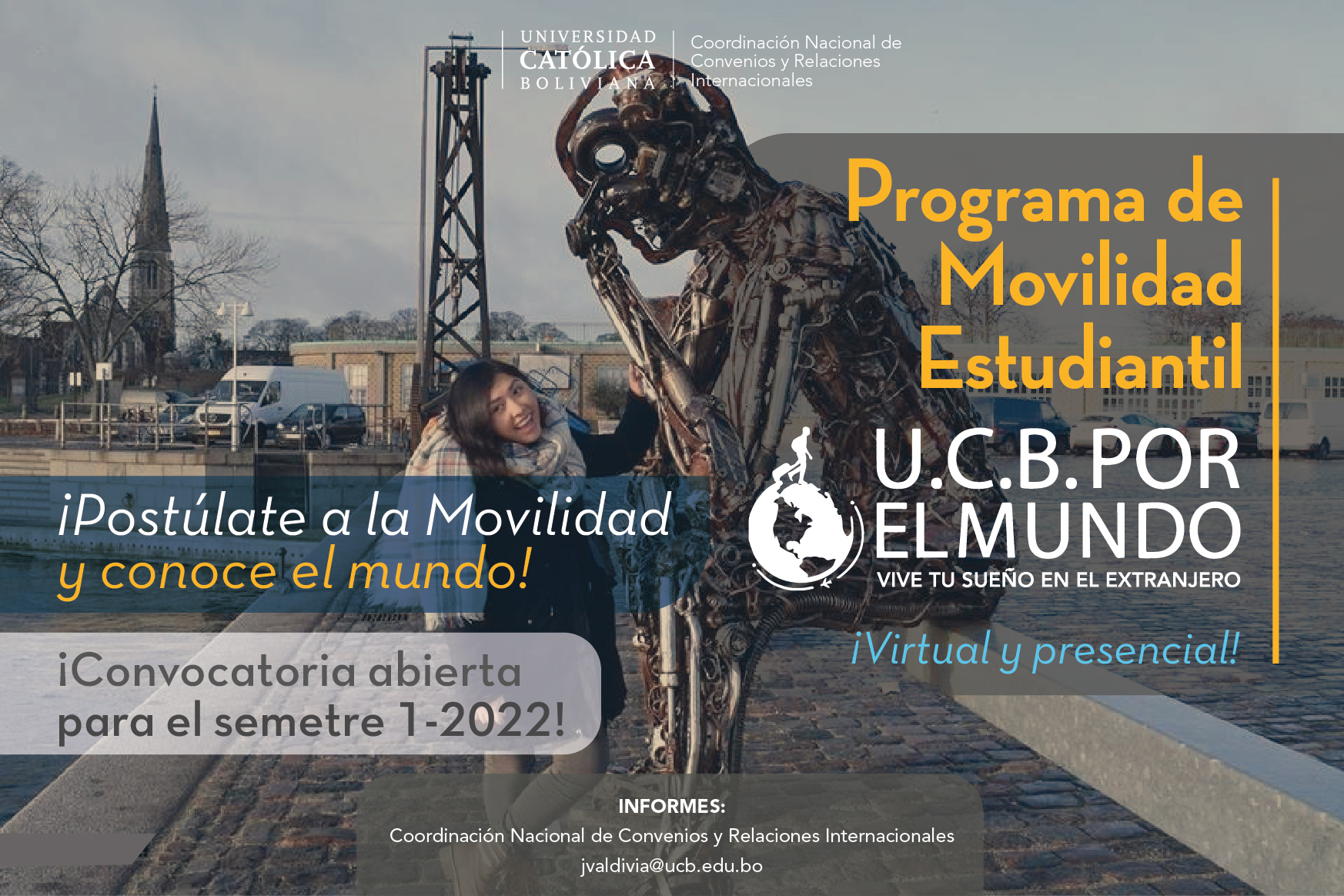 ¡El Programa de Movilidad Estudiantil UCB por el Mundo ya está abierto para el semestre 1-2022!