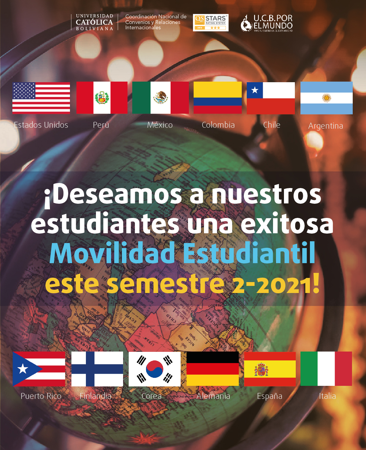 Deseamos a los estudiantes UCB una exitosa movilidad estudiantil este semestre 2-2021.