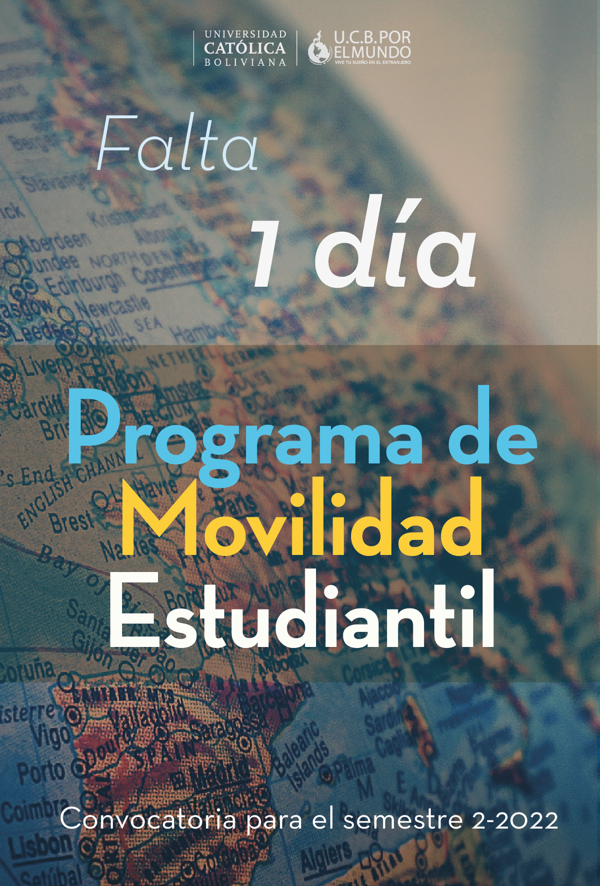 Mañana se publica la convocatoria del Programa de Movilidad Estudiantil UCB por el Mundo para el Semestre 2-2022.
