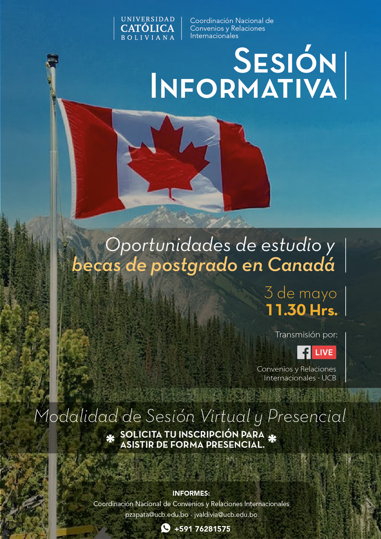 Sesión informativa oportunidades de estudio y becas de postgrado en Canadá