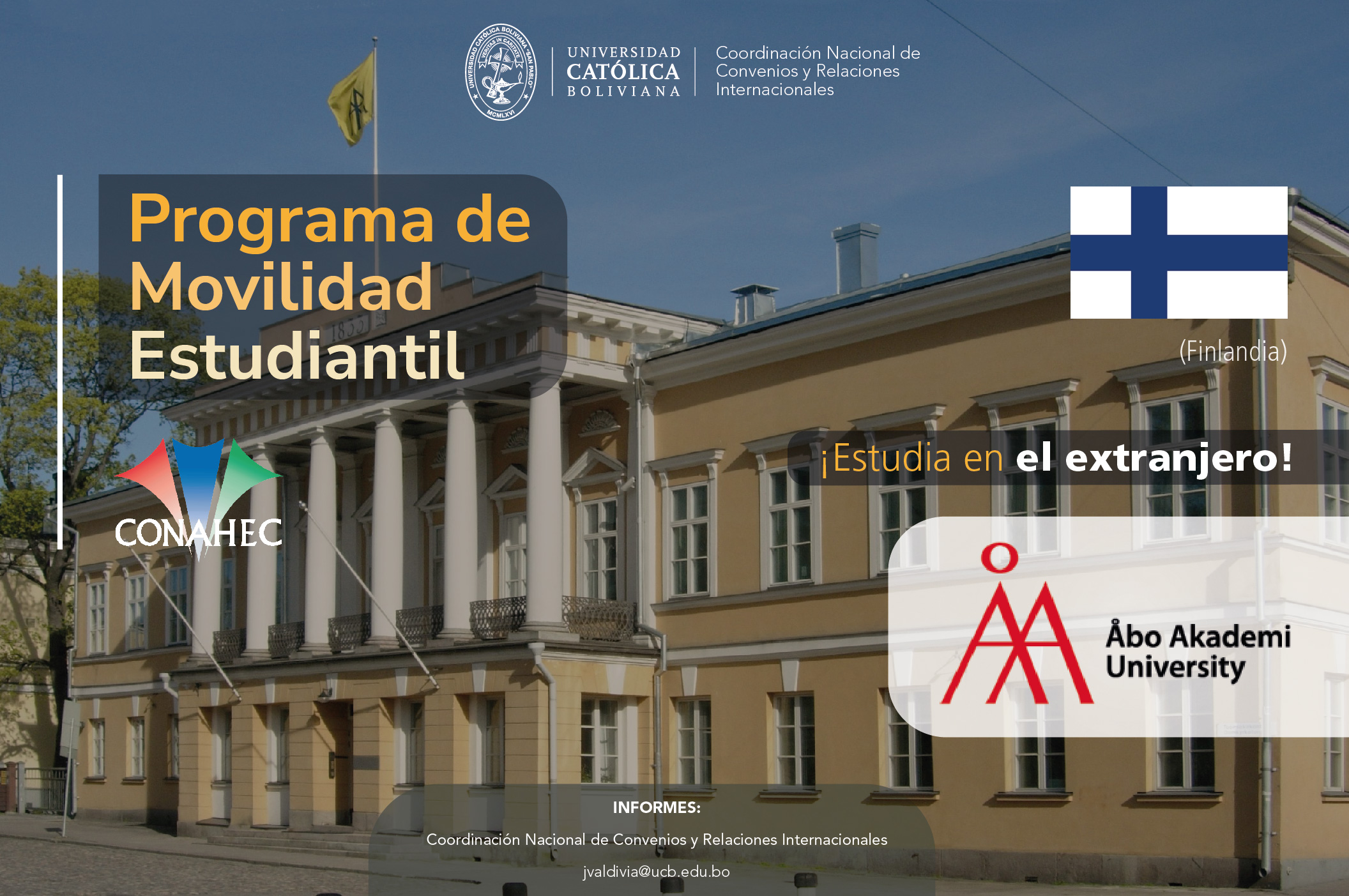 El Programa de Movilidad Estudiantil UCB por el Mundo cuenta con cupos en la Universidad Abo Akademy en Finlandía.