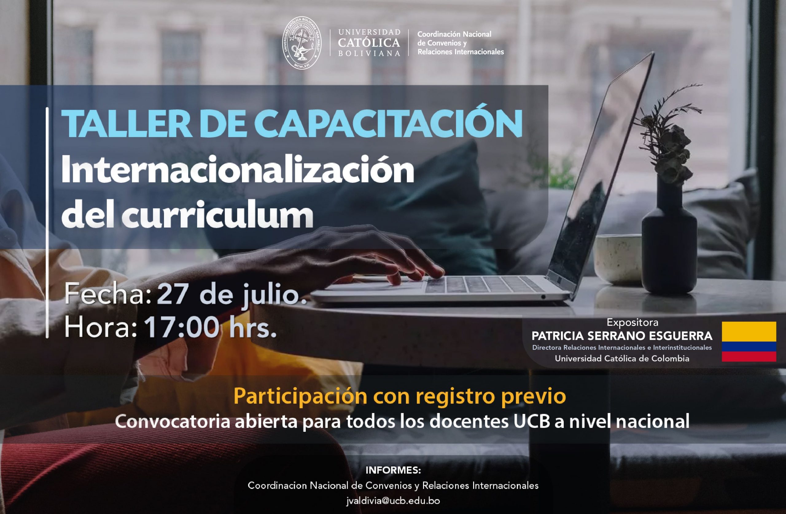Invitación a docentes a nivel nacional de la UCB “Taller sobre Internacionalización del Currículum”