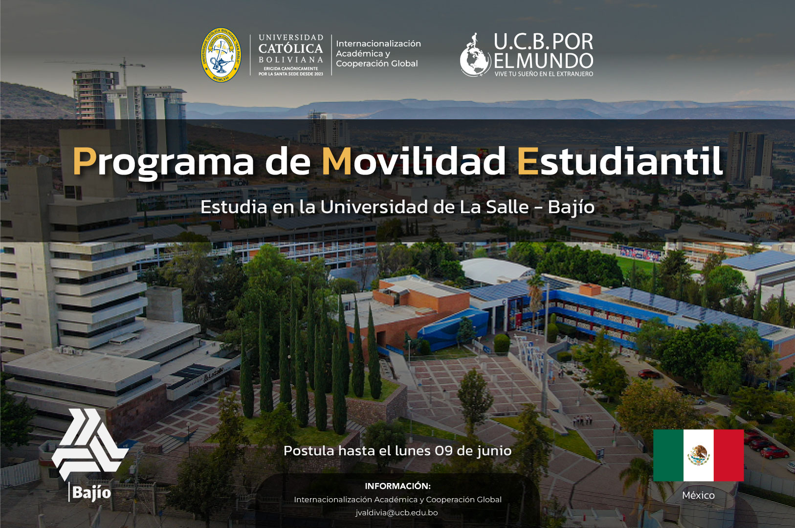 🌍 ¡Estudia en en la Universidad de la Salle de Bajío – México! 🌍 Cupos habilitados